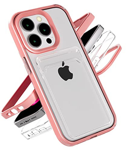 ERDARARIPRO Crystal Clear Case for iPhone XR, [Non-Yellowing] Ultra Thin Fit Transparent Soft Back Built-in Slim Card Holder Wallet Cover Drop Proof Shockproof Protective Phone Cases Pink