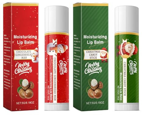 Weihnachts Lippenbalsam Set, 2 Stück Lippenpflege Lip Balm Hydrating Lippenmaske Lang Anhaltende Nährende Lippenpflege, Weihnachten Lipgloss Set Für Trockene & Rissige Lippen, Schützt Die Lippenhaut