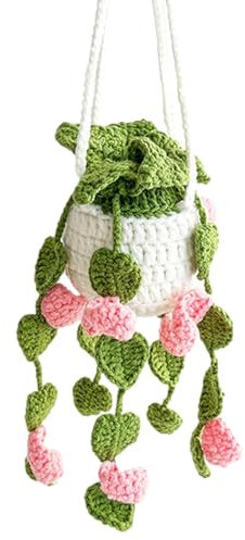 Crochet Hanging Plants, Cute Crochet Potted Plants, Handmade Knitted Rear View Accessories, Plants Crochet, Artificial Plants for Home Decoration, Car Accessories, Interior Aesthetics, Flower