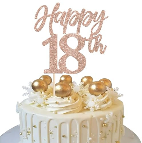 Xsstarmi 1 Pack Happy 18th Birthday Cake Topper Glitter Rose Gold Sweet 18 Fabulous Birthday Cake Pick Decoration for Cheers to 18 Happy 18th Birthday Anniversary Party Cake Decorations