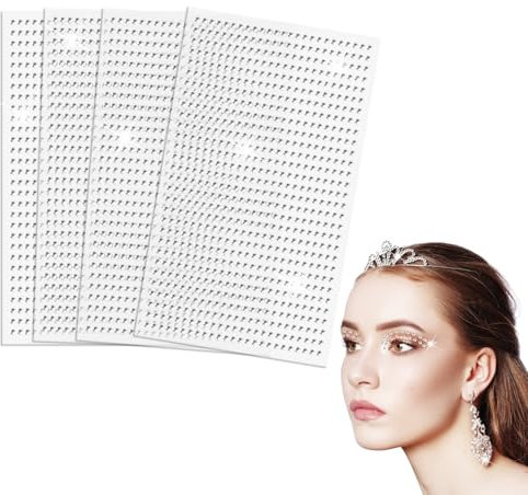 Lot de 3 000 pierres à paillettes autocollantes - 3 mm - Mini strass ronds à coller - Pour le visage, les ongles, les loisirs créatifs, la décoration - Argenté