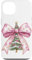 Custodia per iPhone 13 Grande fiocco rosa chiaro e albero di Natale Coquette Girly Cute Xmas