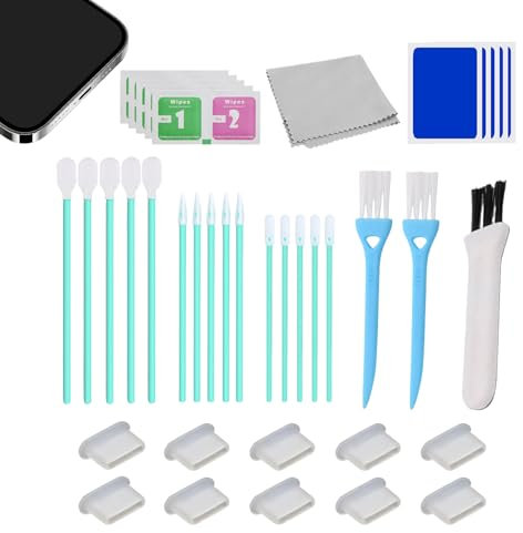 Celiodd 39 Stück USB C Reinigungsset,10 Stück Handy Reinigungsset,Handy Putzset USB C Reinigung Geeignet zum Reinigen von USB-Ladeanschluss und Kopfhöreranschluss mit 1 Bürste