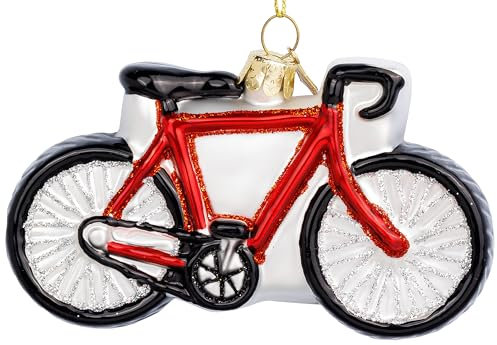 SIKORA Fahrrad Rennmaschine besondere Weihnachtskugel Glas Christbaumschmuck Deko Figur Weihnachten Anhänger Ornament - Trend Line - BS685