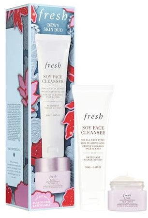 Dewy Skin Duo Skincare Set by Fresh for Women - 2 Pc 1.6oz Soy Face Cleanser, 0.5oz Rose Deep Hydration Face Cream
