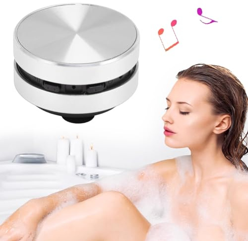 Diyeeni Altavoz de Conducción ósea, Altavoz Inalámbrico Portátil con Radio FM, Mini Altavoz Estéreo con Sonido de Graves con Ventosa, Micrófono Incorporado, para Baño, Playa (Silver)