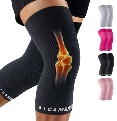 CAMBIVO Ginocchiera di Compressione, Tutore Ginocchio con Logo Riflettente