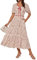 GRACE KARIN Women Short Sleeve V Neck Floral Dress Midi Dress Summer Dresses A Linie Beige Red Flower M