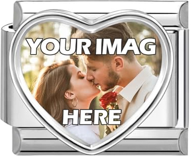 NIBESSER Personalisiert Italian Charms Bracelet Foto Liebe Herz Edelstahl Silber Charm passt alle 9mm Armband Personalisierte Geschenke, fügen Sie Ihr eigenes Foto