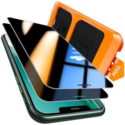 TOCOL Verre Trempé Anti Espion pour iPhone 11 Pro/iPhone X/iPhone XS 5,8 Pouces, Véritable Anti-Espion à 25°, Dépoussiérage Automatique, Sans Bulles, 9H, Coques de Téléphone Compatibles, 2 Pièces