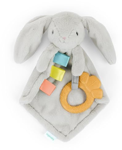 Ingenuity Cosy Sylvi Schnuffeltuch – Baby Schmusetuch mit Plüsch & Beißring, beruhigt das Zahnfleisch, fördert Selbstberuhigung & Feinmotorik, Plüschhase für Neugeborene & Babys ab 0 Monaten