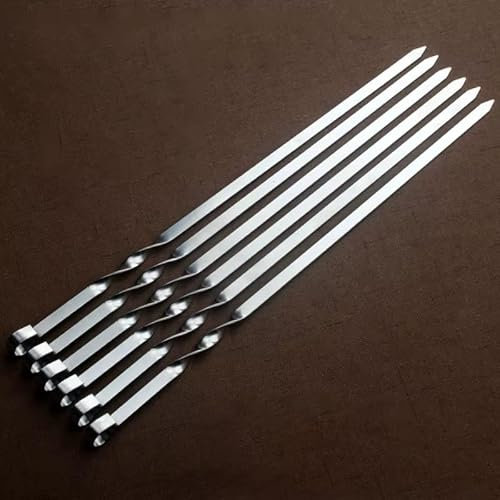 BBQ Skewers Set, 40cm Flat Stainless Steel Kebab Sticks, Pack of 12