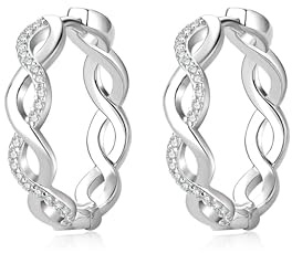 Elysian Glow – Runde, verdrehte Creolen in Weißgold-Optik | Rhodiniertes 925er Silber mit Moissanit | Elegante Damen-Ohrringe – Funkelnd, hypoallergen & stilvoll