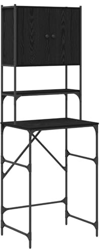 vidaXL Waschmaschinen-Schrank Schwarz Eiche 68 x 48,5 x 194 cm - Moderner Badezimmer-Schrank für Wäsche und Haushaltsmöbel, praktischer Wohnorganizer und Stauraum für Dein Zuhause.