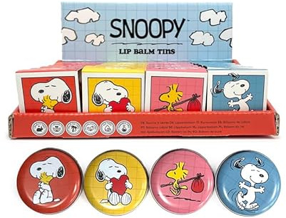 Puckator Peanuts Snoopy & Woodstock Lip Balm in a Tin - Lip Care Stick Balms Chapstick Holiday Essentials For Women Family - Lipbalm Moisturiser Exfoliator Cream - Pretty Cute Lip Blam Bam
