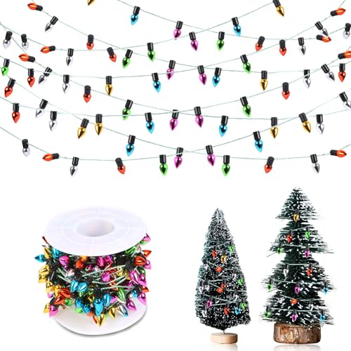 Puppenhaus Zubehör, 5m Mini Lichterkette Wichtel, 1:12 Wichtelzubehör, Wichtel Lichterkette Miniatur LED, Puppenhaus Gefälschte Licht String, Wichtels Zubehör Weihnachten (A)