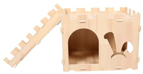 UTHCLO Haus für Meerschweinchen aus Holz mit Kletterleiter und Tür Kleintierversteck für Kaninchen und Hamster Einfach Aufzubauen ohne Werkzeug Robuste Massivholzbauweise für Gemütliche