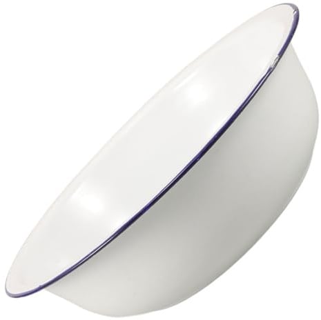 VILLCASE Catino Design Retrò e Versatile da 32 Cm in Smalto Bianco Vintage Bacinella i Piedi Multifunzionale per Pediluvio e Decorazione Domestica