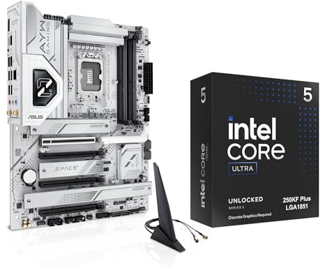 Micro Center Combo carte mère CPU - Intel Core Ultra 5 250KF Plus 18 cœurs jusqu'à 5,3 GHz Processeur de bureau avec ASUS Z890 AYW Gaming WiFi W ATX lga1851