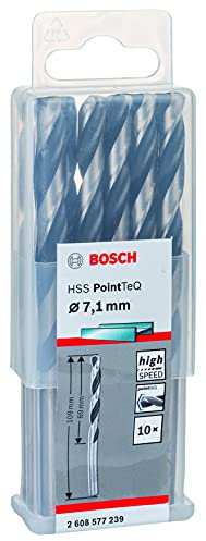 Bosch Professional 10 Stück HSS Spiralbohrer PointTeQ (für Metall, 7,1 x 69 x 109 mm, Zubehör Bohrschrauber)