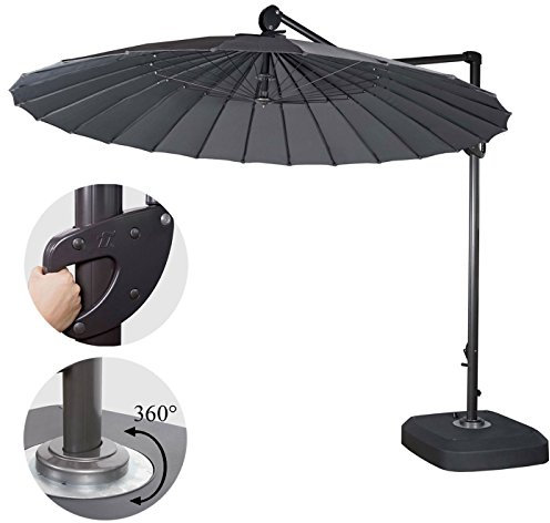 Mendler Ampelschirm HWC-A34, Sonnenschirm mit Ständer/Schutzhülle, drehbar rollbar Ø 2,8m Polyester Alu/Stahl 25kg - anthrazit