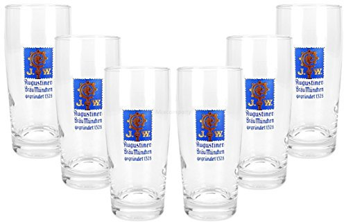 J.W. Augustiner Bräu München Bierglas Krug Glas Gläser Set - 6x Biergläser 0,3l geeicht