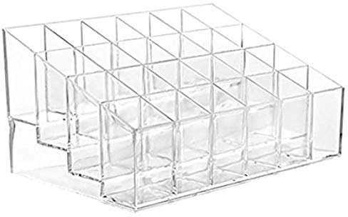 24-Grid Lippenstift Lipgloss Trapezhalter Ätherische Öle Display Ständer Tropfflasche Nagellack Organizers Regal Make-up Kosmetik Pinsel Halter für Zuhause Geschäft Geschäft Checkout (Transparent)