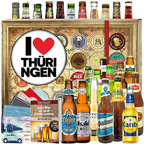 I Love Thüringen/Biere der Welt 24x / Thüringen Geschenk - Adventskalender 2024 2025 Bier Welt