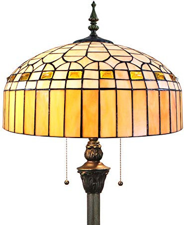 Tokira Tiffany Stil Hohe 64 Zoll Stehlampe Vintage, Gelb Lampenschirm Retro Minimalist Glasmalerei Bodenleuchte Leselampe(Enthält keine Glühbirne)