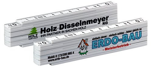 50 Stück Zollstock beidseitig bedruckt Gliedermaßstab Meterstab Plastik 1m mit Druck Fotodruck 4-farbig