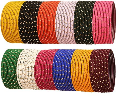 Touchstone Armreif Sammlung Legierung Metall reichen 12 wunderschöne Live-Matt-Finish Armbänder Armreif für Damen 2.5 Set von 144 Mehrfarbig