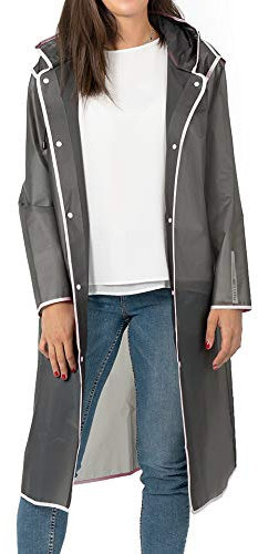 PERLETTI Impermeabile da uomo donna trasparente con cappuccio - Poncho ragazzo ragazza dettagli riflettenti - impermeabile pioggia signora signor impermeabile antivento - giacca cappotto adulto
