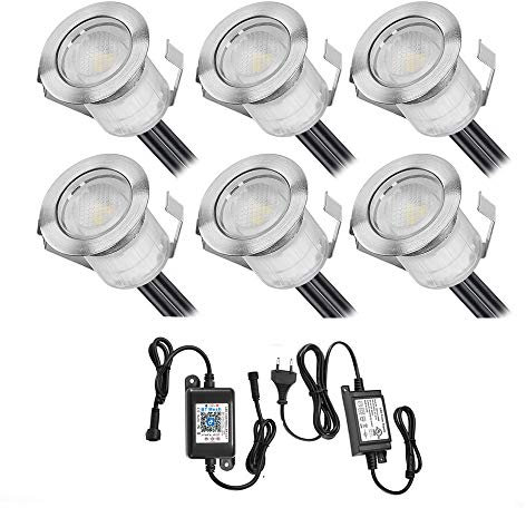 SUBOSI 6er Bluetooth Smart Dimmbar 0.6W Warmweiß Kaltes Weiß, Weiß 3 in 1 LED Bodeneinbauleuchten 3000k-6000k Einbaustrahler, Ø30mm IP67 Wasserdicht LED Einbaustrahler Außen, timing function