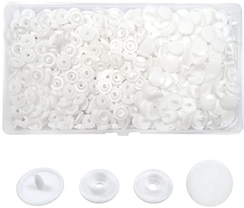 Toaob 150 Stück Druckknöpfe aus Kunststoff, T3, 10,5 mm, Weiß, für Zubehör, Nähen, Kleidung, DIY, Handwerk, Scrapbook