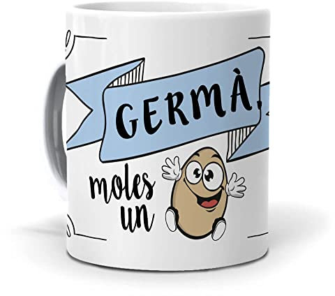 mundohuevo Taza Personalizada Regalo Hermano (en catalán) Germà Moles un ou. Cerámica AAA - 350 ml.