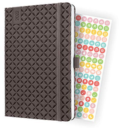 SIGEL J2123 Wochenkalender Jolie 2022 - ca. A5 - braun - Hardcover - 174 Seiten - mit fröhlichem Kalendarium, vielen Infos und praktischen Stickern - FSC-zertifiziert - Terminplaner