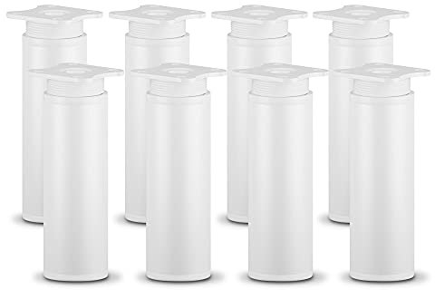 Sossai Weiße Möbelfüße MFR1, 8er Set, 120 mm Höhe, höhenverstellbar, rundes Profil Ø 40 mm, perfekt für Regale und Aufbewahrungsmöbel