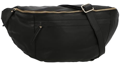 Gusti Gürteltasche Leder- Esben Damen und Herren Bauchtasche Hüfttasche Festivaltasche Handtasche Leder Schwarz