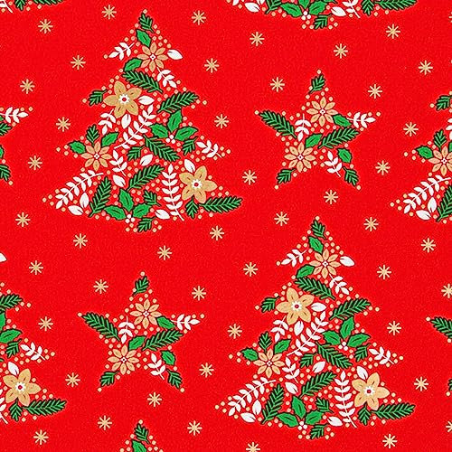 STAR Geschenkpapier 70cm x 2m Rolle mit Weihnachtsmotiv Weihnachtsbäume rot