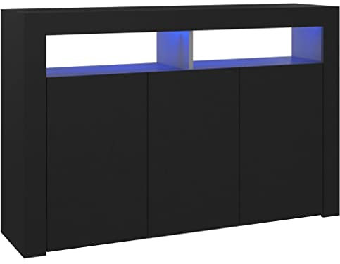 vidaXL Black Sideboard with LED Lights - Spacious Modern Furniture Piece, Engineered Wood Construction, for Living Room or Dining Room
