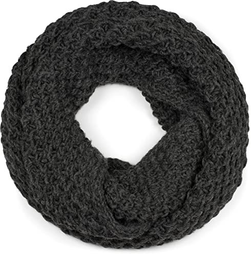 styleBREAKER Unisex Strick Loopschal grob gestrickt, Uni Schlauchschal, Winter Strickschal, Grobstrick Schal 01018157, Farbe:Dunkelgrau