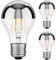 ledscom.de 3 Stück E27 LED Leuchtmittel, A60, weiß (3900 K), 6,6 W, 646lm, Kopfspiegel (silber)