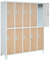 Jan Nowak Umkleideschrank 5B2A Spind Spint Schließfachschrank Metallschrank mit 10 Fächern Etikettenhalter Lüftungsschlitze Metall Pulverbeschichtet 172 x 136 x 45 cm (H x B x T) (Weiß-Holzoptik)