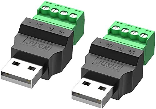 通用 PENGLIN 2 Stück USB 2.0 Typ A Stecker auf 4 poligen Schraubanschluss-Adapter Anschluss, Tragbarer Steckbarer Klemmenstecker Adapter Stecker Konverter 300V 8A