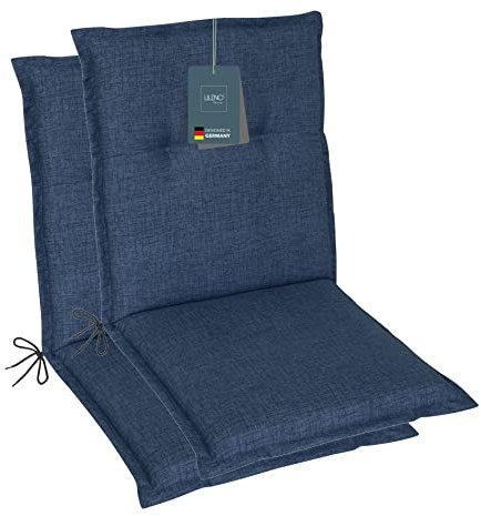 LILENO HOME Gartenstuhl Auflagen als [2er Set - Niedriglehner] in Dunkelblau - Bequeme Liegen als Sitzauflagen für Gartenmöbel - Stuhlkissen für Gartenstühle und Klappstühle