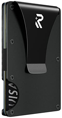 RealPlus Kreditkartenetui mit Geldklammer-RFID NFC Schutz Kartenetui für Herren, Kreditkarten Etuis, Geldbörse, Slim Wallet, Lege bis zu 15 Karten, Geschenke für Männer, Tragbar, Stilvoll (Schwarz)