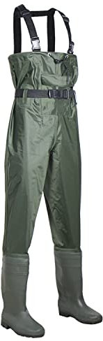 YuanDiann Wathose wasserdichte Herren Anglerhose Nylon mit Stiefeln Angelhose Atmungsaktive Wathosen Teichhose Angelbekleidung für Angeln Jagen Bootfahren Fliegenfischen Dunkelgrün Schuhgröße 39