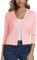 EXCHIC Femmes élégant Manches 3/4 Ouvert Devant Boléros Cardigan Gilet (XL, Rose)