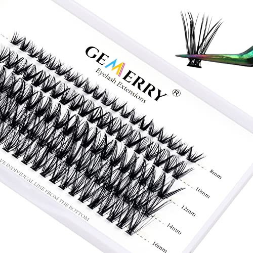 Wimpern Einzeln DIY Cluster Wimpern 40D 0.07 D Curl Mix 8-14mm Individuelle Wimpern Extensions Wimpernverlängerung Volume Wimpernbüschel Wimpern zu Hause GEMERRY Wimpern (40D-0.07D,8-14MIX)