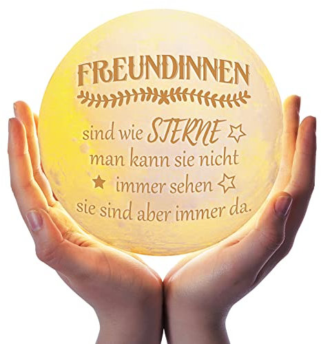Geschenke Für Freundin -Beste Freundin Geburtstag Geschenke 3D Moon Lamp Nachtlicht Touch Steuerung mit Massivholzgerüst Weihnachtsgeschenke Geburtstagsgeschenk Für Freundin-2